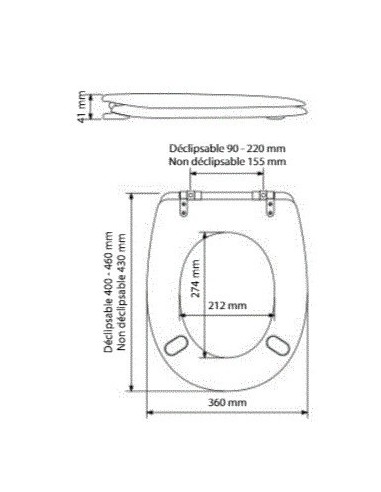 Abattant wc on sale entraxe 220 mm